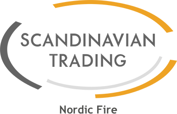 logo with overlapping orange and gray curved shapes forming a circle around the text "nordic fire" written below.
