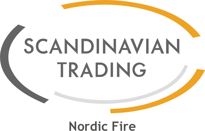 logo with orange and gray curved shapes surrounding the text "nordic fire" in gray, with "nordic fire" also written below the logo.